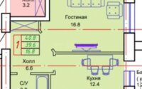 Продажа 1-комнатной квартиры, 40.8 м² в Астане
