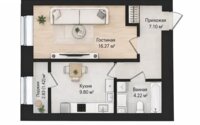 Продажа 1-комнатной квартиры, 38.81 м² в Астане