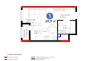 Продажа 1-комнатной квартиры, 28.11 м² в Астане