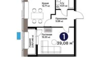 Продажа 1-комнатной квартиры, 39.8 м² в Астане