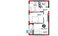 Продажа 2-комнатной квартиры, 56.28 м² в Астане