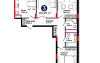 Продажа 3-комнатной квартиры, 83.06 м² в Астане
