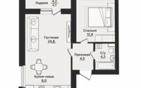 Продажа 2-комнатной квартиры, 53.8 м² в Астане