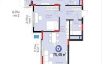 Продажа 3-комнатной квартиры, 75.45 м² в Астане