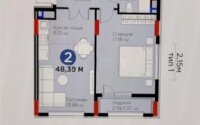 Продажа 2-комнатной квартиры, 48.35 м² в Астане