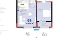 Продажа 2-комнатной квартиры, 49.98 м² в Астане
