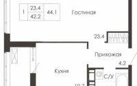 Продажа 1-комнатной квартиры, 44 м² в Астане