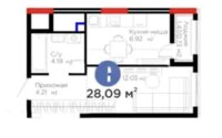 Продажа 1-комнатной квартиры, 28.9 м² в Астане