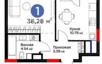 Продажа 1-комнатной квартиры, 38.28 м² в Астане