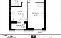 Продажа 1-комнатной квартиры, 44.58 м² в Астане