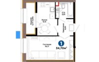 Продажа 1-комнатной квартиры, 34.7 м² в Астане