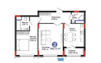 Продажа 2-комнатной квартиры, 69.77 м² в Астане