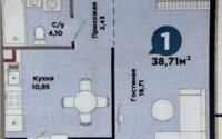 Продажа 1-комнатной квартиры, 38.71 м² в Астане