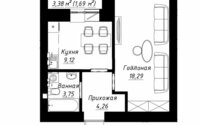 Продажа 1-комнатной квартиры, 41.3 м² в Астане