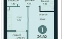 Продажа 1-комнатной квартиры, 37 м² в Астане