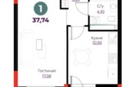 Продажа 1-комнатной квартиры, 37.74 м² в Астане