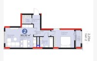 Продажа 2-комнатной квартиры, 50.32 м² в Астане