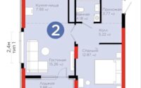 Продажа 2-комнатной квартиры, 52 м² в Астане