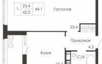 Продажа 1-комнатной квартиры, 44.1 м² в Астане