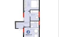 Продажа 2-комнатной квартиры, 49 м² в Астане