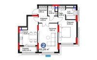 Продажа 2-комнатной квартиры, 62.28 м² в Астане - фото 3
