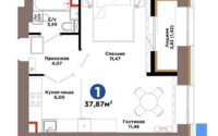 Продажа 2-комнатной квартиры, 37.87 м² в Астане