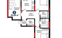 Продажа 3-комнатной квартиры, 92.56 м² в Астане