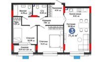 Продажа 3-комнатной квартиры, 71.4 м² в Астане