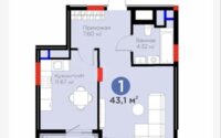 Продажа 1-комнатной квартиры, 43.1 м² в Астане