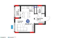 Продажа 1-комнатной квартиры, 35.25 м² в Астане