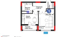 Продажа 1-комнатной квартиры, 35.5 м² в Астане