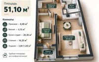 Продажа 1-комнатной квартиры, 51.1 м² в Алматы