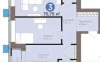Продажа 3-комнатной квартиры, 75.75 м² в Астане