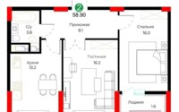 Продажа 2-комнатной квартиры, 58.9 м² в Астане