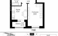 Продажа 1-комнатной квартиры, 41.96 м² в Астане