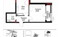 Продажа 1-комнатной квартиры, 44.92 м² в Астане