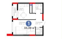 Продажа 1-комнатной квартиры, 33.39 м² в Астане